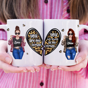 Personalized Badass Women Coffee Mug - You Are My Person - Heart Shape & Leopard Pattern - Coffee Mug - GoDuckee