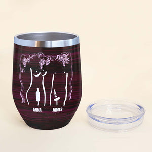 Wine Me Dine Me Sixty-nine Me, Personalized Naughty Couple Wine Tumbler - Wine Tumbler - GoDuckee