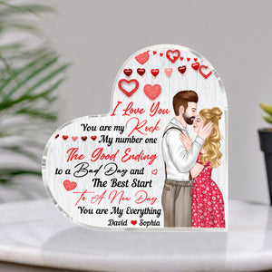 You Are My Rock, Personalized Heart Shaped Acrylic Plaque, Gifts For Couple - Decorative Plaques - GoDuckee