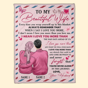 Breast Cancer Awareness - Personalized Pink Couple Blanket - To My Beautiful Wife - Stamp postage - Blanket - GoDuckee
