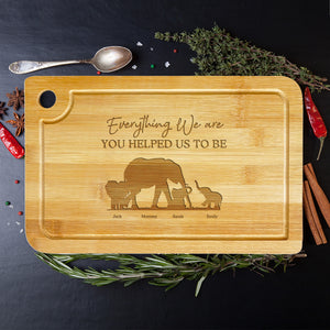 Everything We Are, Gift For Mom, Personalized Cutting Board, Elephant Cutting Board, Mother's Day Gift - Home Decor - GoDuckee