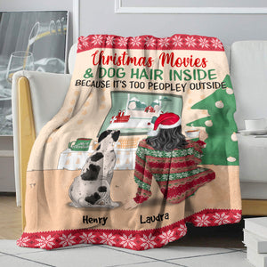 Personalized Sweater Girl & Dog Breeds Blanket - Christmas Movies And Dog Hair Inside - Blanket - GoDuckee