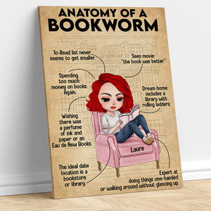 Personalized Reading Girl Poster - Anatomy Of A Bookworm - Poster & Canvas - GoDuckee