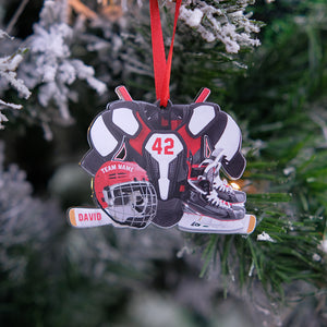 Hockey Gear Personalized Acrylic Ornament, Christmas Tree Decor for Hockey Players - Ornament - GoDuckee