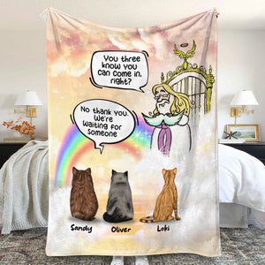 No Thank You I'm Waiting For Someone, Personalized Heaven Cat Blanket, Gift For Cat Lovers - Blanket - GoDuckee