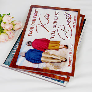 From Our First Kiss Till Our Last Breath Layered Old Couple Wood Sign Stand Gift For Couple - Wood Sign - GoDuckee