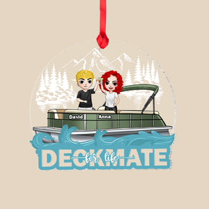 Deckmate For Life Acrylic Personalized Pontoon Couple Ornament, Christmas Tree Decor - Ornament - GoDuckee
