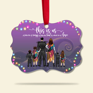 Pumpkin King and Queen Family, This Is Us A Little Bit Of Crazy, Personalized Aluminium Ornament - Ornament - GoDuckee