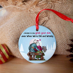 I Promise To Grab Your Butt Personalized Ceramic Ornament, Gift For Couple - Ornament - GoDuckee