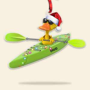 Kayak Duck Personalized Flat Acrylic Ornament, Christmas Gift - Ornament - GoDuckee