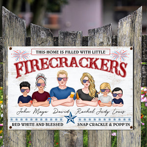 This Home Is Filled With Little Firecrackers - Personalized Metal Sign - Metal Wall Art - GoDuckee