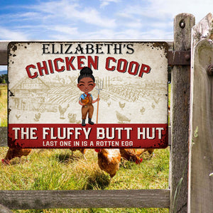 Chicken Coop, The Fluffy Butt Hut, Personalized Farm Metal Sign - Metal Wall Art - GoDuckee
