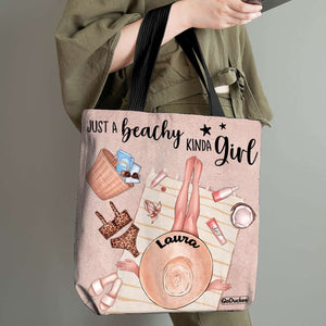 Sun Tan Just A Beachy Kinda Girl - Personalized Tote Bag - Tote Bag - GoDuckee