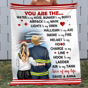 You Are Water In My Hose Bunker To My Boots, Personalized Firefighter Couple Blanket - Blanket - GoDuckee