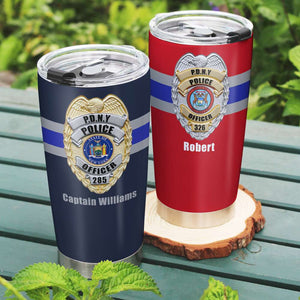 Police Badge With Customized State Seal - Personalized Tumbler Cup - Gift For Police - Tumbler Cup - GoDuckee