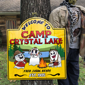 Horror Camping Metal Sign - Welcome To Camp Crystal Lake - Metal Wall Art - GoDuckee