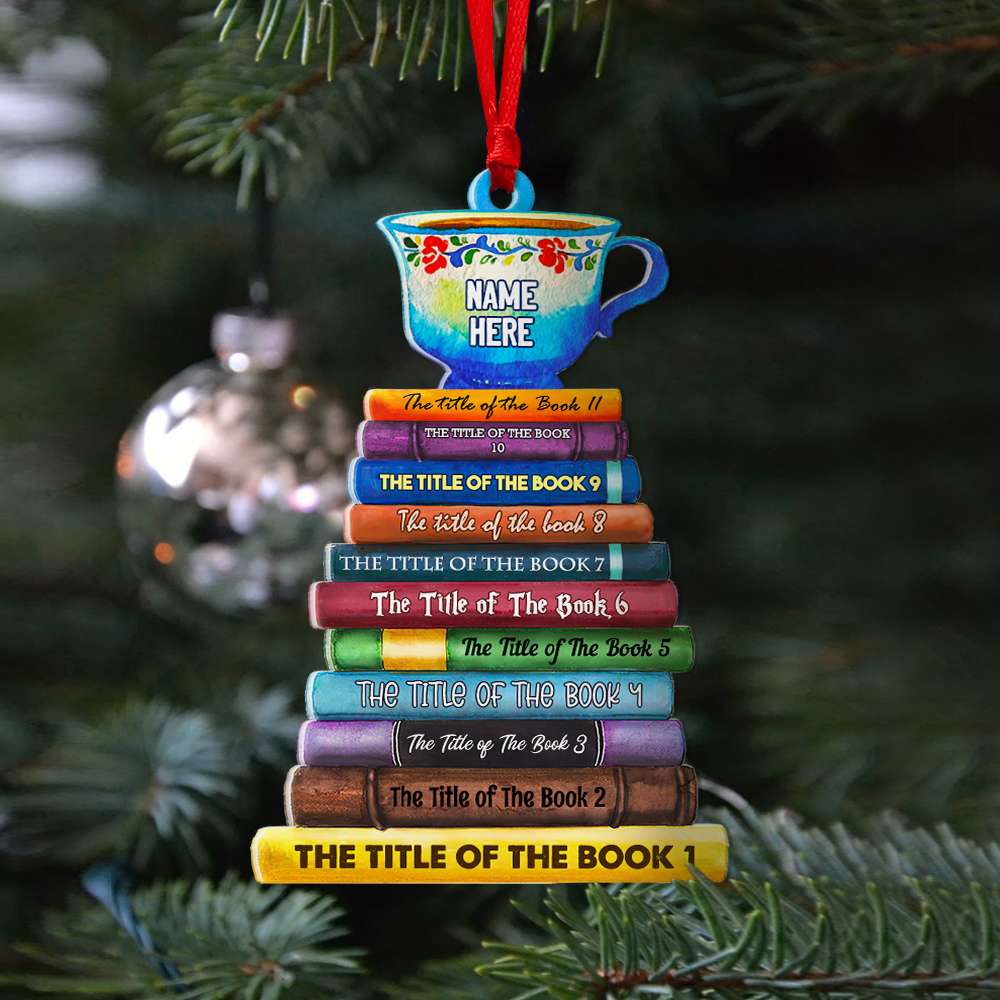 Bookstack Custom Book Titles, Personalized Acrylic Ornament, Gift For Bookworm - Ornament - GoDuckee
