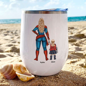 Super Mom, You're My Hero Personalized Wine Tumbler Mother's Day Gift For Mom - Coffee Mug - GoDuckee