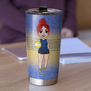 Personalized Volleyball Female Tumbler - Don't Let The Pretty Face - Tumbler Cup - GoDuckee