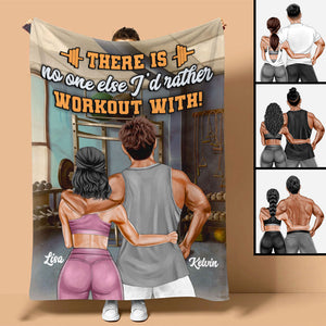 Personalized Gym Couple Blanket - There Is No One Else I'd Rather Workout With - Blanket - GoDuckee