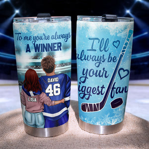 Personalized Hockey Couples Tumbler Cup - To Me You're Always A Winner - Couple Shoulder to Shoulder - Tumbler Cup - GoDuckee