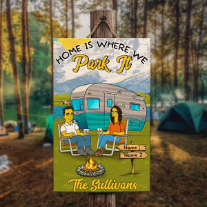 Simpsonalized Gifts For Couples, Home Is Where We Park It - Personalized Camping Pallet Sign - Wood Sign - GoDuckee