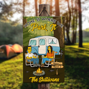 Simpsonalized Gifts For Couples, Home Is Where We Park It - Personalized Camping Pallet Sign - Wood Sign - GoDuckee