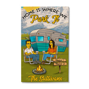 Simpsonalized Gifts For Couples, Home Is Where We Park It - Personalized Camping Pallet Sign - Wood Sign - GoDuckee
