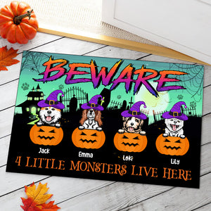 Personalized Witch Dog Breeds - Beware Doormat - Little Monsters Live Here - Doormat - GoDuckee
