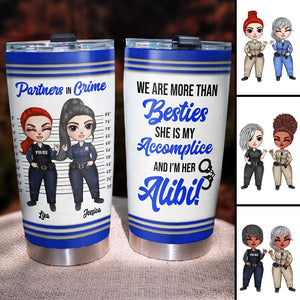 Personalized Female Police Bestie Tumbler - Partners In Crime - Tumbler Cup - GoDuckee