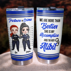 Personalized Female Police Bestie Tumbler - Partners In Crime - Tumbler Cup - GoDuckee