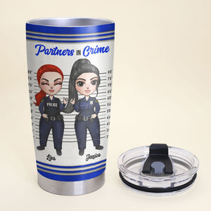 Personalized Female Police Bestie Tumbler - Partners In Crime - Tumbler Cup - GoDuckee