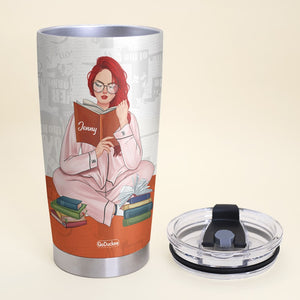 A Little Reading Is All the Therapy a Person Needs Sometimes Personalized Reading Books Tumbler Cup Gift For Book Lovers - Tumbler Cup - GoDuckee