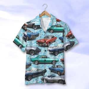Custom Classic Car Photo Hawaiian Shirt, Water Pattern, Summer Gift (Car0902) - Hawaiian Shirts - GoDuckee