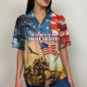 In Tribute To Our Fallen Soldiers Personalized 4th of July Hawaiian Shirt Gift For Him - Hawaiian Shirts - GoDuckee