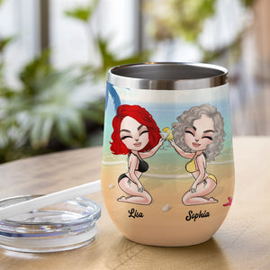 Summer Looks Good On This Teacher, Personalized Teacher Summer Wine Tumbler, Gift For Teachers - Wine Tumbler - GoDuckee