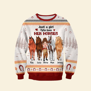 Just A Girl Who Loves Her Horses Personalized Horse Shirt, Gift For Farmer - AOP Products - GoDuckee