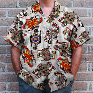 Firefighter Playing Card Hawaiian Shirt, Aloha Shirt, Gift For Him - Hawaiian Shirts - GoDuckee