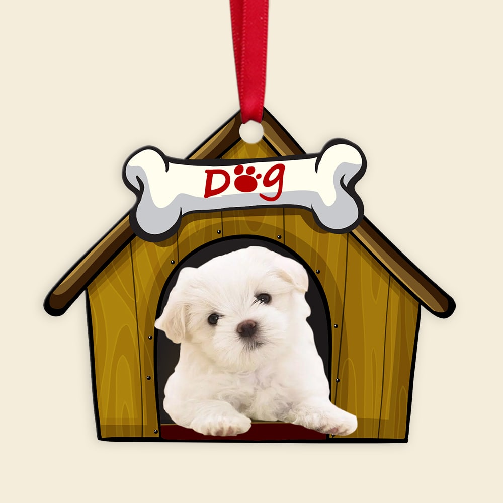 Custom Dog Photo, Christmas Dog House Ornament, Our First Christmas - Ornament - GoDuckee