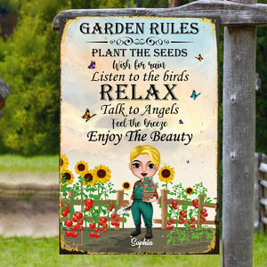 Garden Rules Personalized Gardener Metal Sign Gift For Gardener - Metal Wall Art - GoDuckee