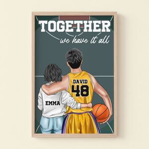 Personalized Basketball Couple Poster - Together We Have It All - Basketball Court View - Poster & Canvas - GoDuckee
