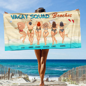 Vacay Squad Beaches - Personalized Beach Towel - Gifts For Big Sister, Sistas, Girls Trip - Sunbathing Girls frd2104 - Beach Towel - GoDuckee