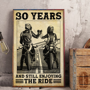 Personalized Biker Couple Poster - Motorcycle And Still Enjoying The Ride - Vintage - Poster & Canvas - GoDuckee