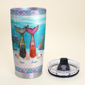 Personalized Mermaid Sisters Tumbler - On The Beach Or Under The Sea Mermaid Sisters We Will Always Be - Tumbler Cup - GoDuckee