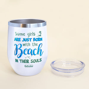Bikini Sister Dolls - Personalized Wine Tumbler - Salty Seasters, Just Born With The Beach In Their Souls - Wine Tumbler - GoDuckee