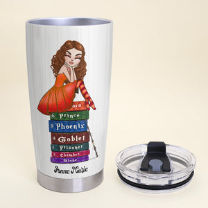 Personalized Book Lover Tumbler - Just A Girl In Love With Her Books - Tumbler Cup - GoDuckee