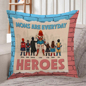 Moms Are Everyday Heroes Personalized Pillow, Gift For Mom - Pillow - GoDuckee