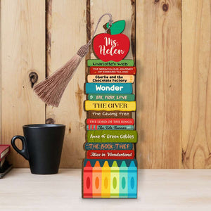 Teacher Crayons - Personalized Wooden Bookmark - Bookmarks - GoDuckee