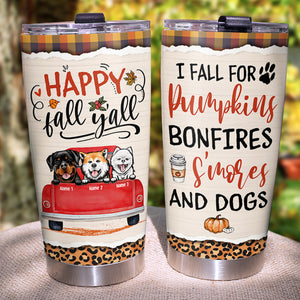 Personalized Dog Lover Tumbler, Happy Fall Y'all - Tumbler Cup - GoDuckee