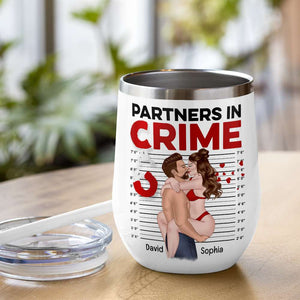 Partners In Crime, Make Love Kissing Couple Wine Tumbler - Wine Tumbler - GoDuckee
